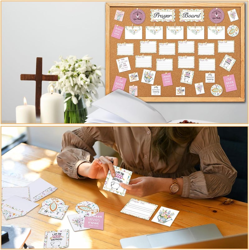 Watersay 80 Pcs Prayer Board Kit Supplies Christian Pray Gifts Envelopes and Cards Set Bible Verse Quotes DIY Wall for Women Home Office Church School Mother's Day (Not Including Board) (Fresh) - Image 5